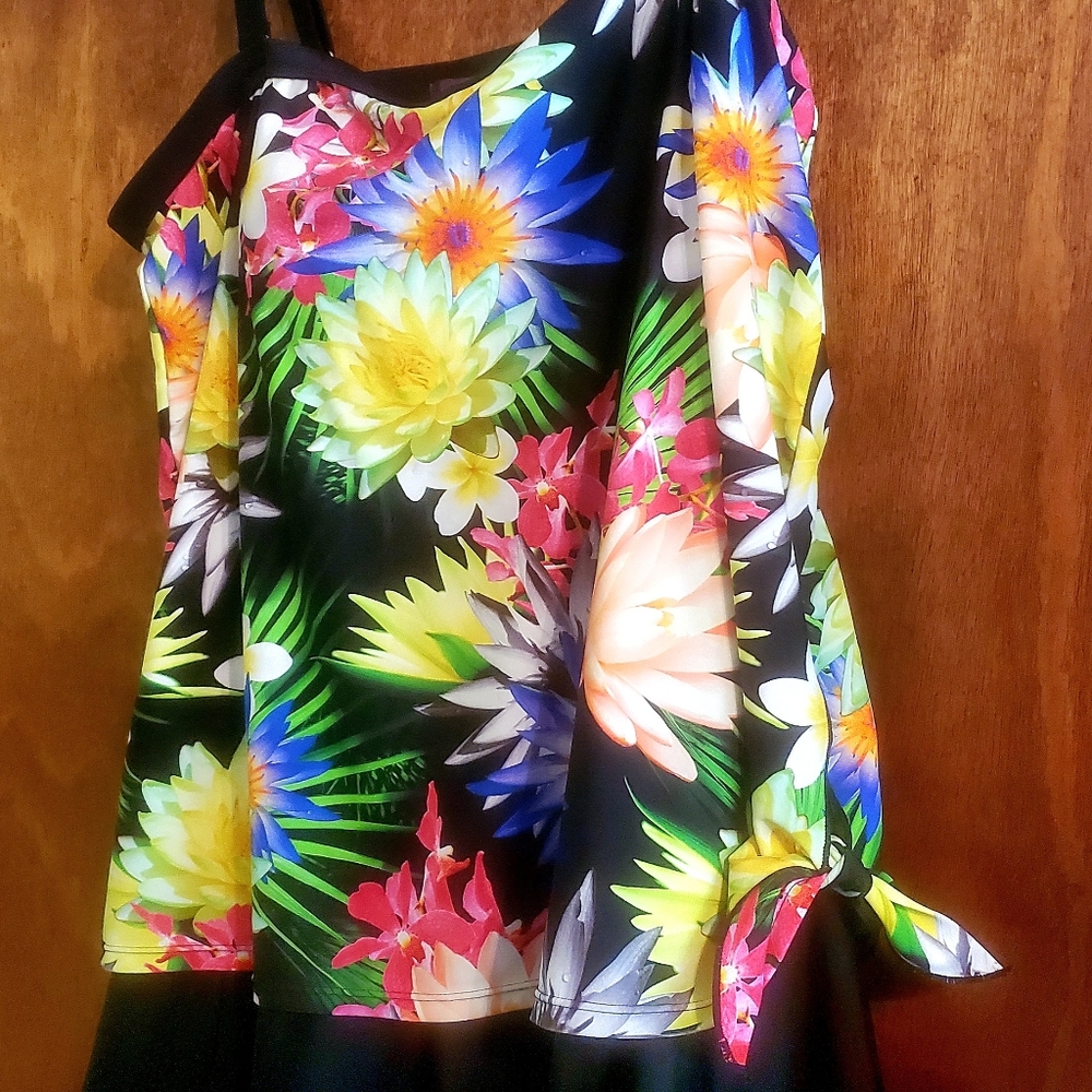 One piece swim dress by Gloria Vanderbilt.